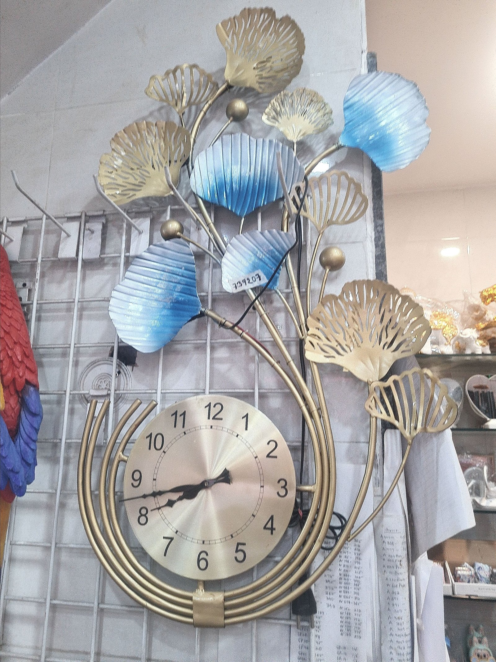 Wall clock metal leaf